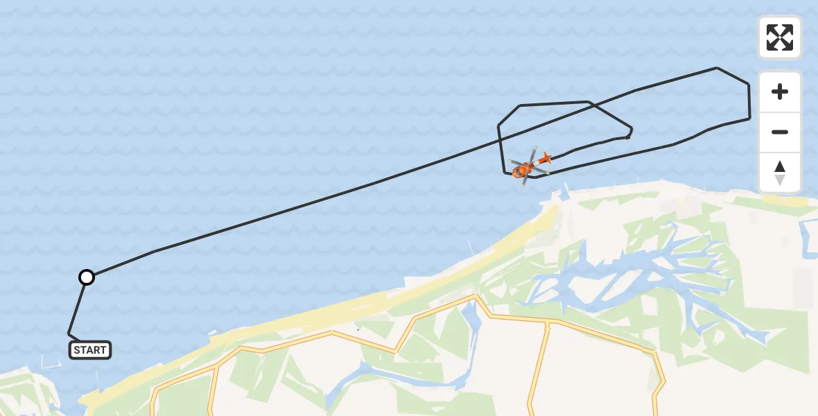Vluchtroute Kustwachthelikopter Vlissingen - Noordzee, 02 juni 2026, 17:36