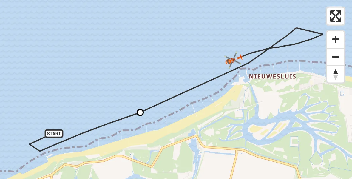 Vluchtroute Kustwachthelikopter Vlissingen - Noordzee, 02 juni 2026, 17:56