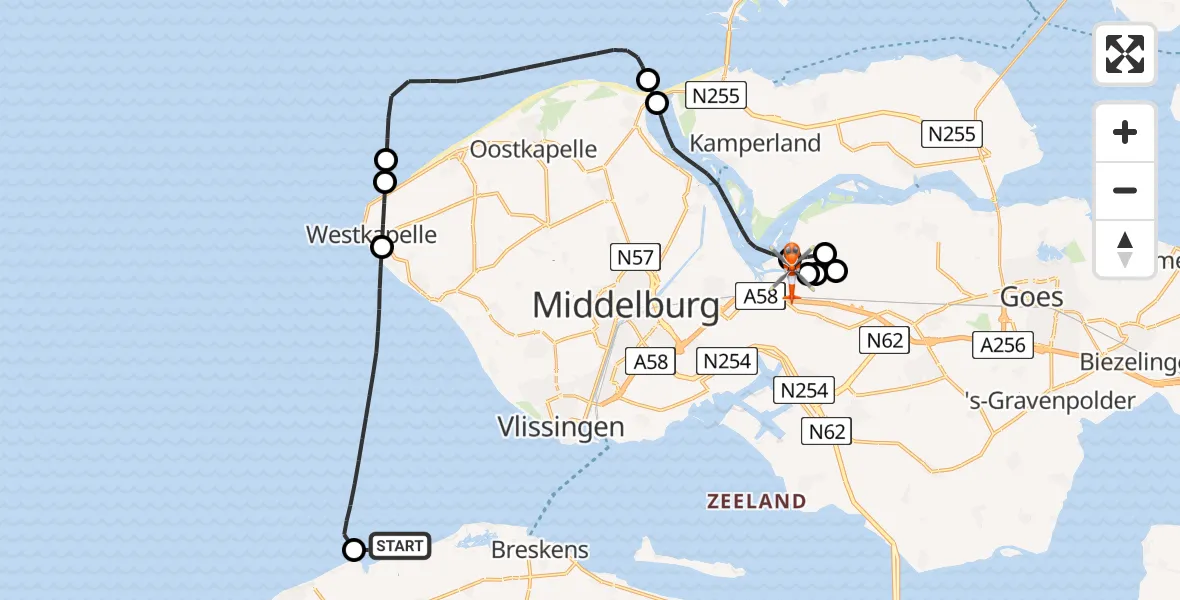 Vluchtroute Kustwachthelikopter Vlissingen - Vliegveld Midden-Zeeland, 02 juni 2026, 18:13