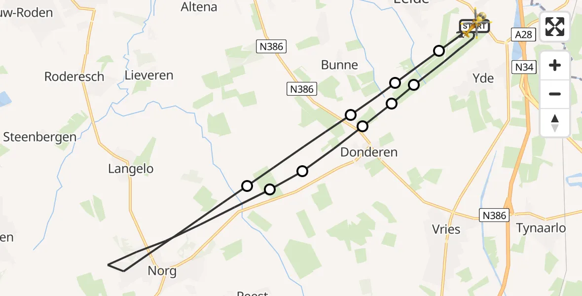 Vluchtroute Traumahelikopter Groningen Airport Eelde - Groningen Airport Eelde, 02 juni 2026, 18:24