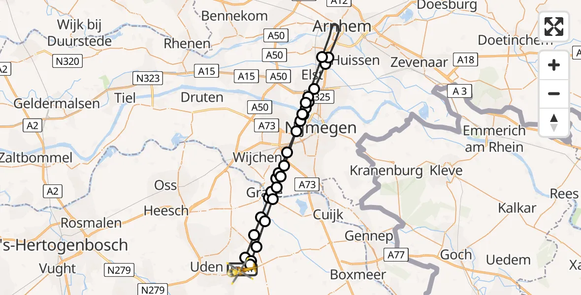 Vluchtroute Traumahelikopter Vliegbasis Volkel - Vliegbasis Volkel, 02 juni 2026, 19:07