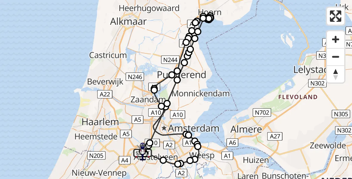 Vluchtroute Politiehelikopter Amsterdam Vliegveld Schiphol - Amsterdam Vliegveld Schiphol, 03 juni 2026, 07:11
