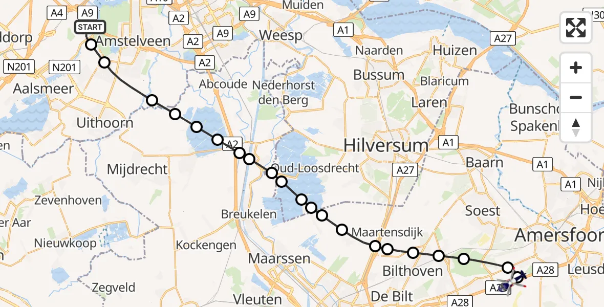 Vluchtroute Politiehelikopter Amsterdam Vliegveld Schiphol - Amersfoort, 03 juni 2026, 08:44