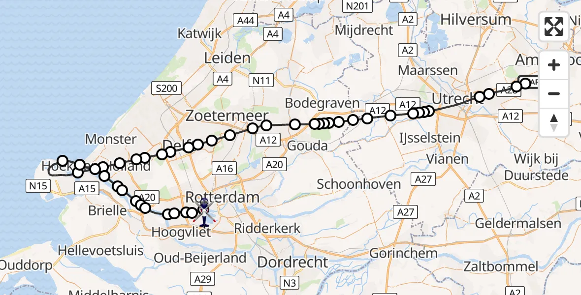 Vluchtroute Politiehelikopter Amersfoort - Rotterdam, 03 juni 2026, 09:04