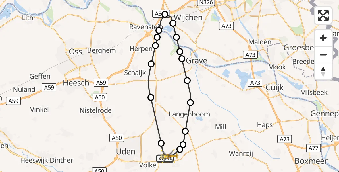 Vluchtroute Traumahelikopter Vliegbasis Volkel - Vliegbasis Volkel, 03 juni 2026, 09:14