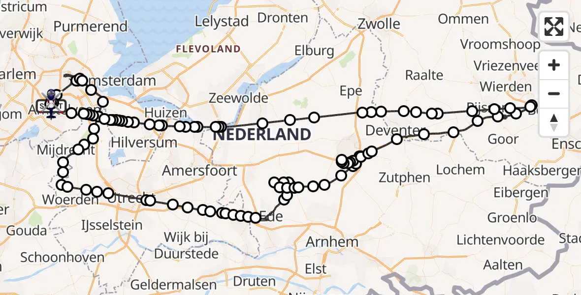 Vluchtroute Politiehelikopter Amsterdam Vliegveld Schiphol - Amsterdam Vliegveld Schiphol, 03 juni 2026, 10:23
