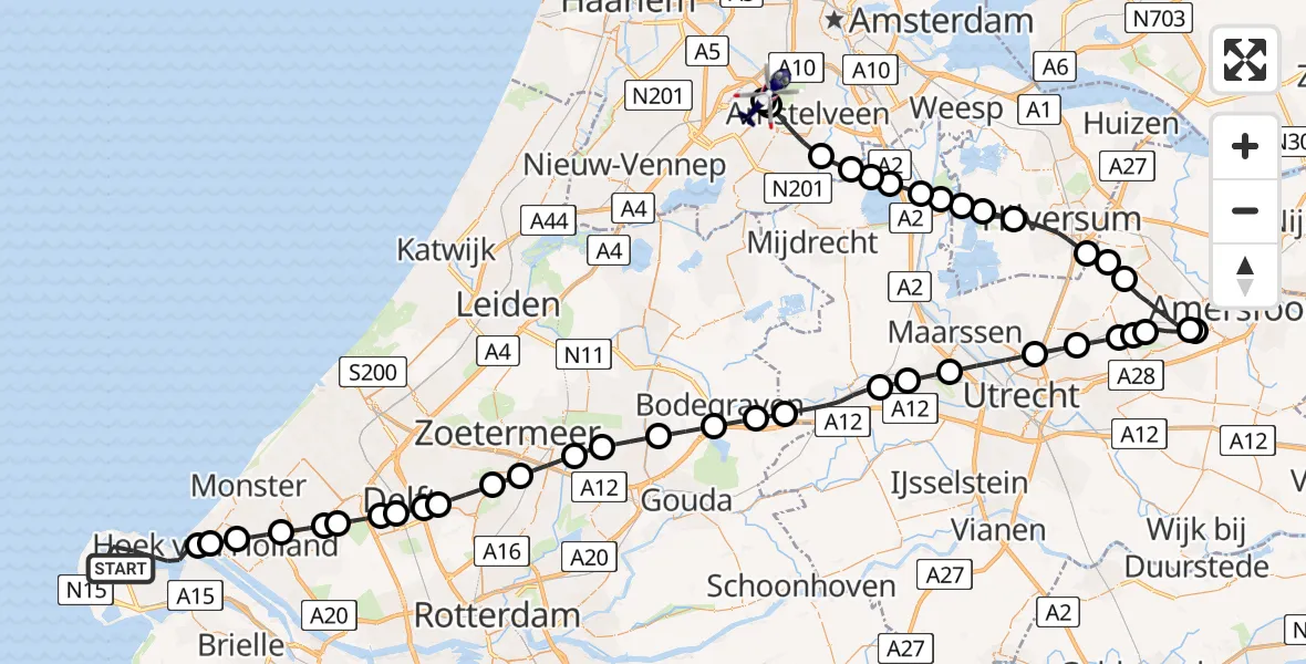 Vluchtroute Politiehelikopter Maasvlakte Rotterdam - Amsterdam Vliegveld Schiphol, 03 juni 2026, 11:02