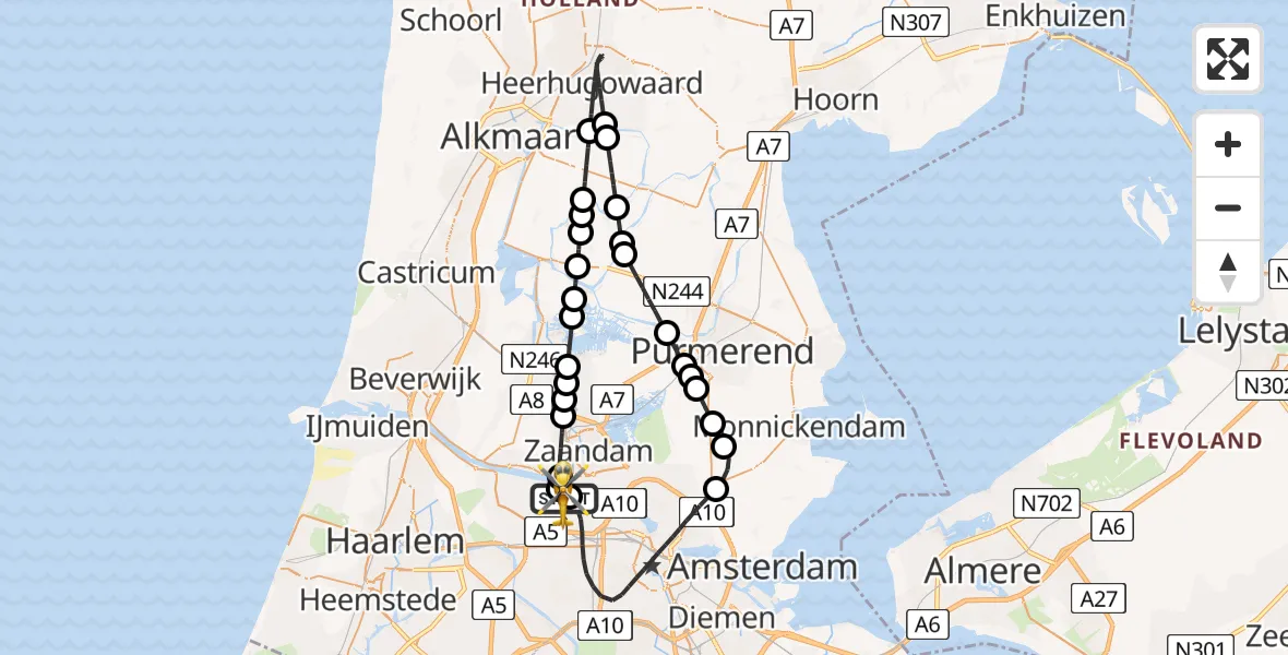 Vluchtroute Traumahelikopter Amsterdam Heliport - Amsterdam Heliport, 03 juni 2026, 11:11