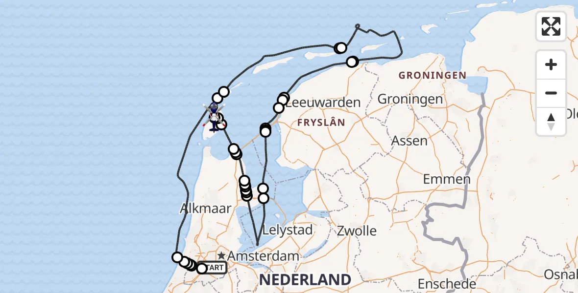 Vluchtroute Politiehelikopter Amsterdam Vliegveld Schiphol - Texel International Airport, 03 juni 2026, 13:40