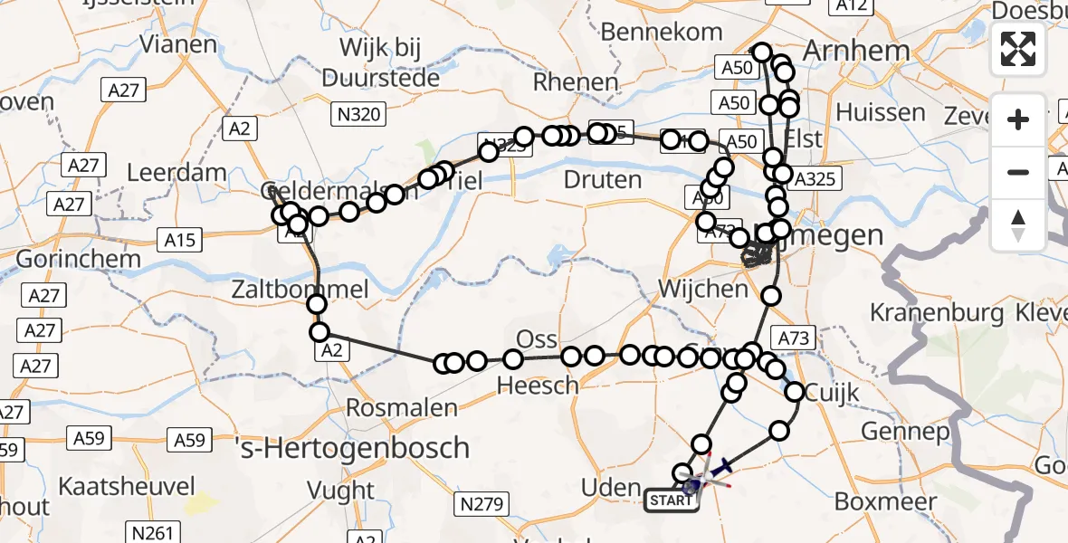 Vluchtroute Politiehelikopter Vliegbasis Volkel - Vliegbasis Volkel, 03 juni 2026, 14:07