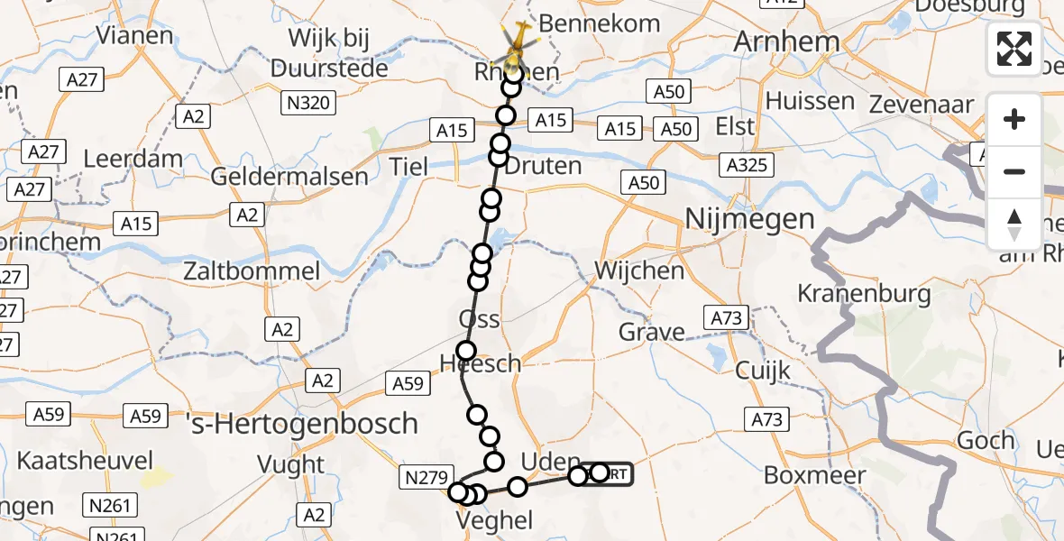 Vluchtroute Traumahelikopter Vliegbasis Volkel - Rhenen, 03 juni 2026, 17:10