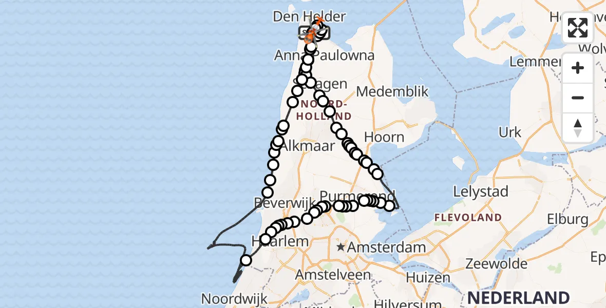 Vluchtroute Kustwachthelikopter Militair vliegveld De Kooy / Den Helder Airport - Militair vliegveld De Kooy / Den Helder Airport, 03 juni 2026, 17:14
