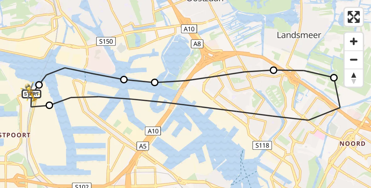 Vluchtroute Traumahelikopter Amsterdam Heliport - Amsterdam Heliport, 04 juni 2026, 05:14