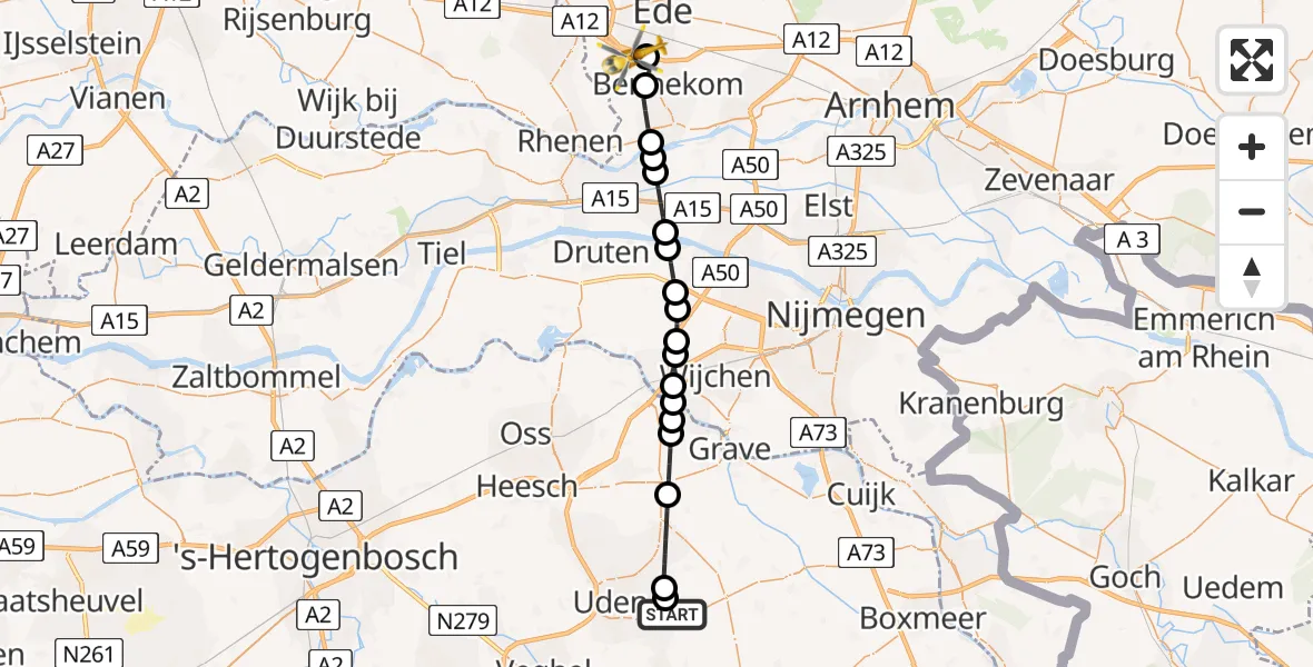 Vluchtroute Traumahelikopter Vliegbasis Volkel - Ede, 04 juni 2026, 07:34