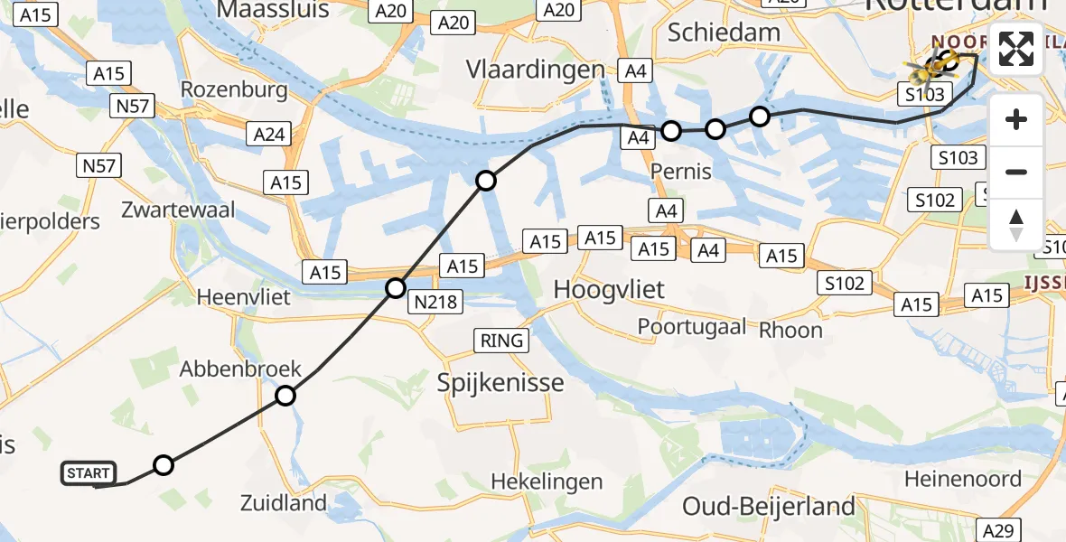 Vluchtroute Traumahelikopter Oudenhoorn - Leids Universitair Medisch Centrum (LUMC), 04 juni 2026, 08:02