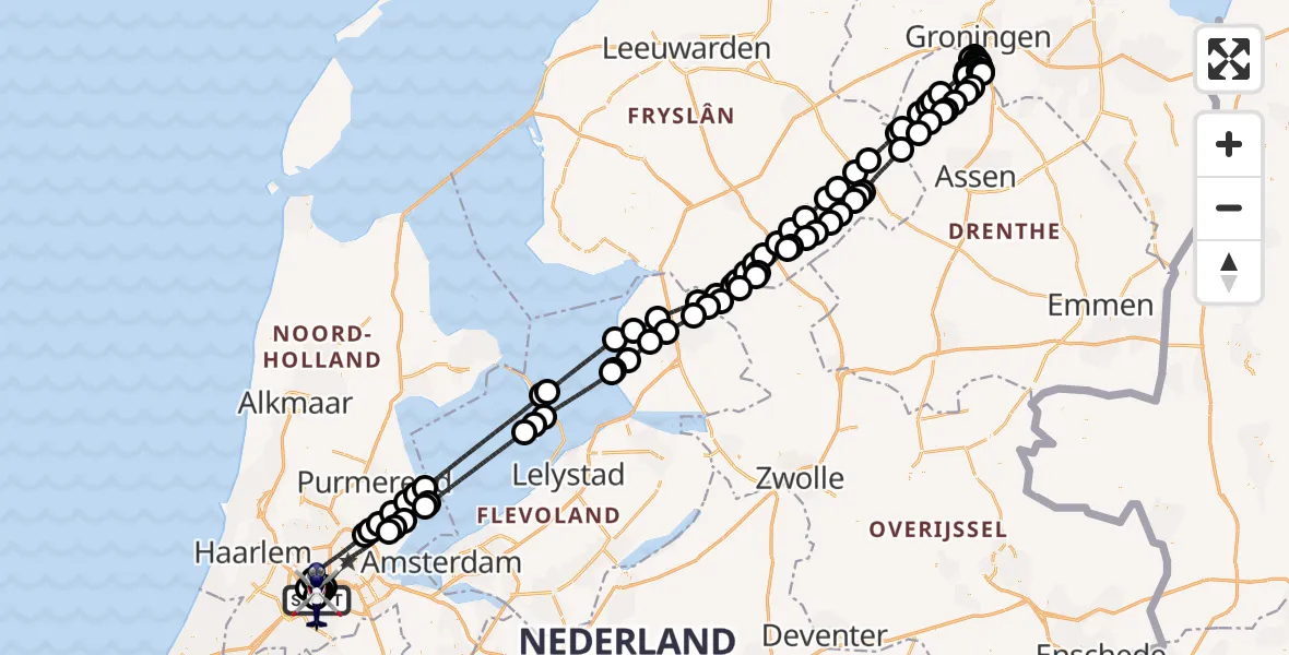 Vluchtroute Politiehelikopter Amsterdam Vliegveld Schiphol - Amsterdam Vliegveld Schiphol, 04 juni 2026, 10:54