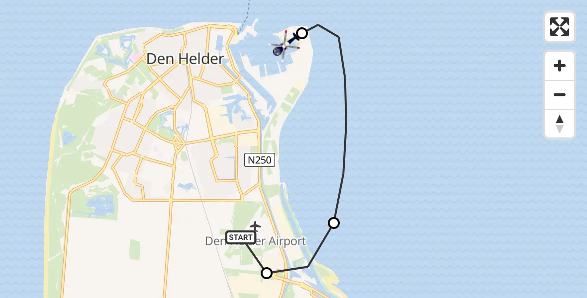 Vluchtroute Politiehelikopter Militair vliegveld De Kooy / Den Helder Airport - Den Helder, 04 juni 2026, 11:24