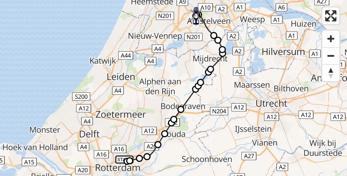 Vluchtroute Politiehelikopter Rotterdam - Amsterdam Vliegveld Schiphol, 04 juni 2026, 11:42