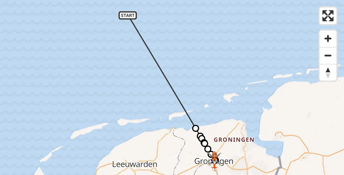 Vluchtroute Kustwachthelikopter Noordzee - Universitair Medisch Centrum Groningen, 04 juni 2026, 12:39