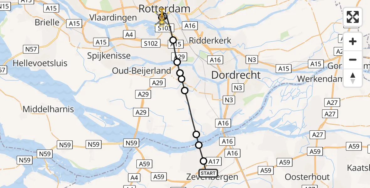 Vluchtroute Traumahelikopter Zevenbergen - Leids Universitair Medisch Centrum (LUMC), 04 juni 2026, 12:41