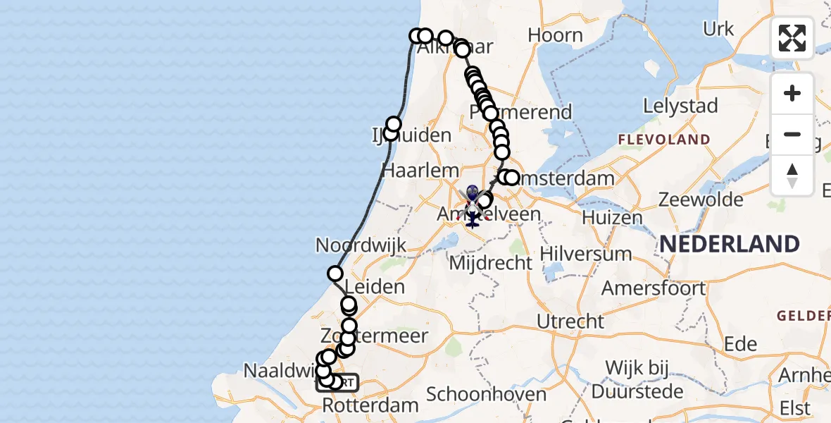 Vluchtroute Politiehelikopter Delft - Amsterdam Vliegveld Schiphol, 04 juni 2026, 15:08