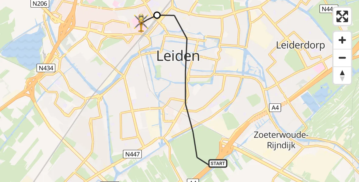 Vluchtroute Traumahelikopter Leiden - Leiden University Medical Center Heliport, 04 juni 2026, 22:23
