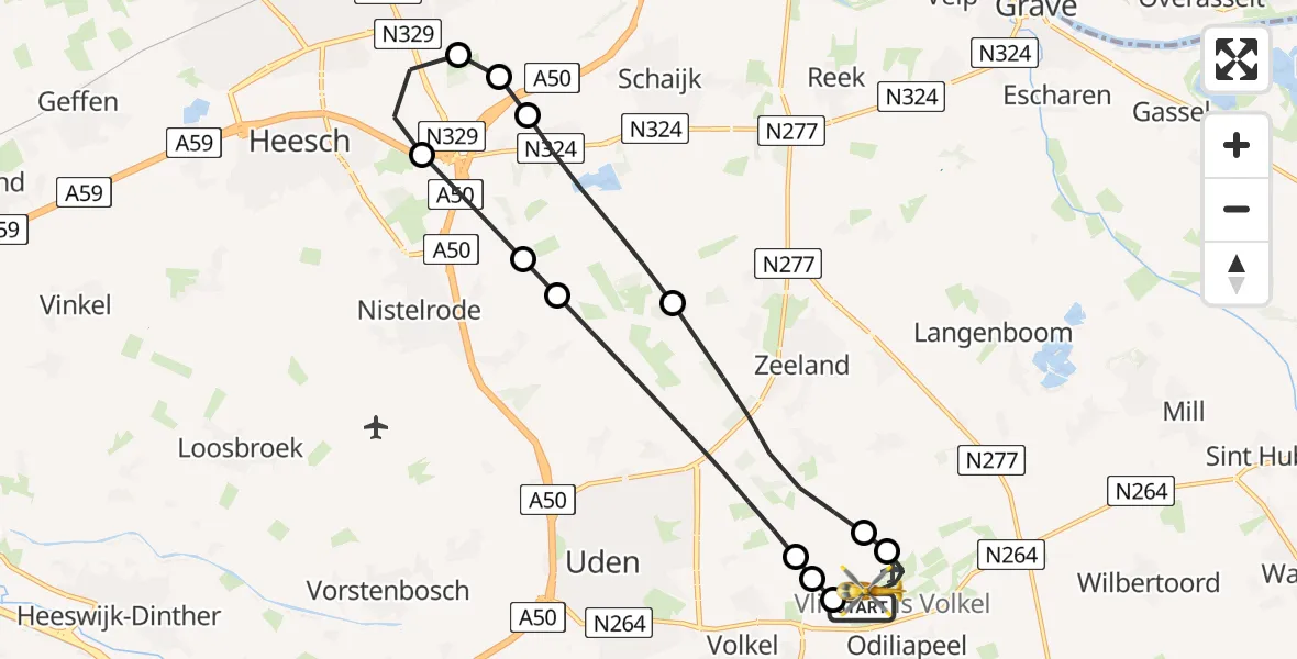Vluchtroute Traumahelikopter Vliegbasis Volkel - Vliegbasis Volkel, 05 juni 2026, 00:48