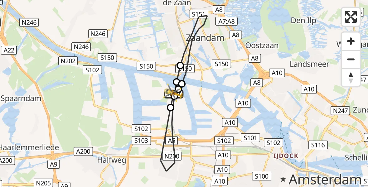 Vluchtroute Traumahelikopter Amsterdam Heliport - Amsterdam Heliport, 05 juni 2026, 09:15