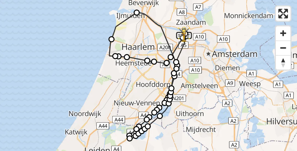 Vluchtroute Traumahelikopter Amsterdam Heliport - Amsterdam Heliport, 05 juni 2026, 10:09
