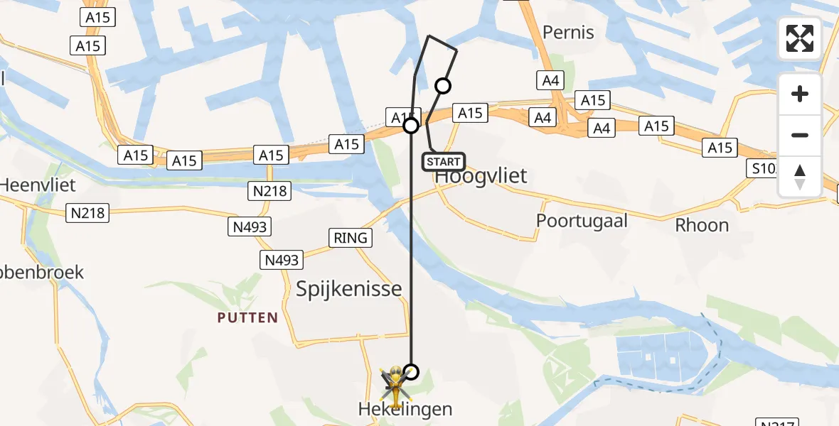 Vluchtroute Traumahelikopter Hoogvliet Rotterdam - Spijkenisse, 05 juni 2026, 10:14