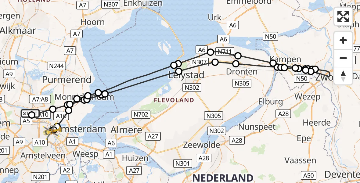 Vluchtroute Traumahelikopter Amsterdam Heliport - Amsterdam, 05 juni 2026, 14:47
