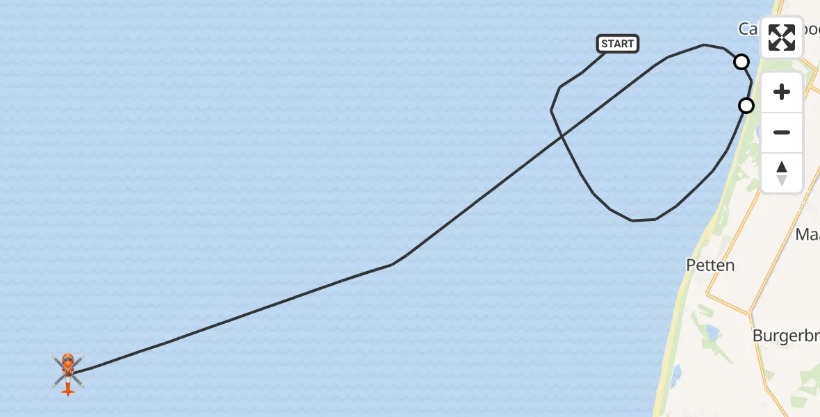 Vluchtroute Kustwachthelikopter Noordzee - Noordzee, 05 juni 2026, 15:44
