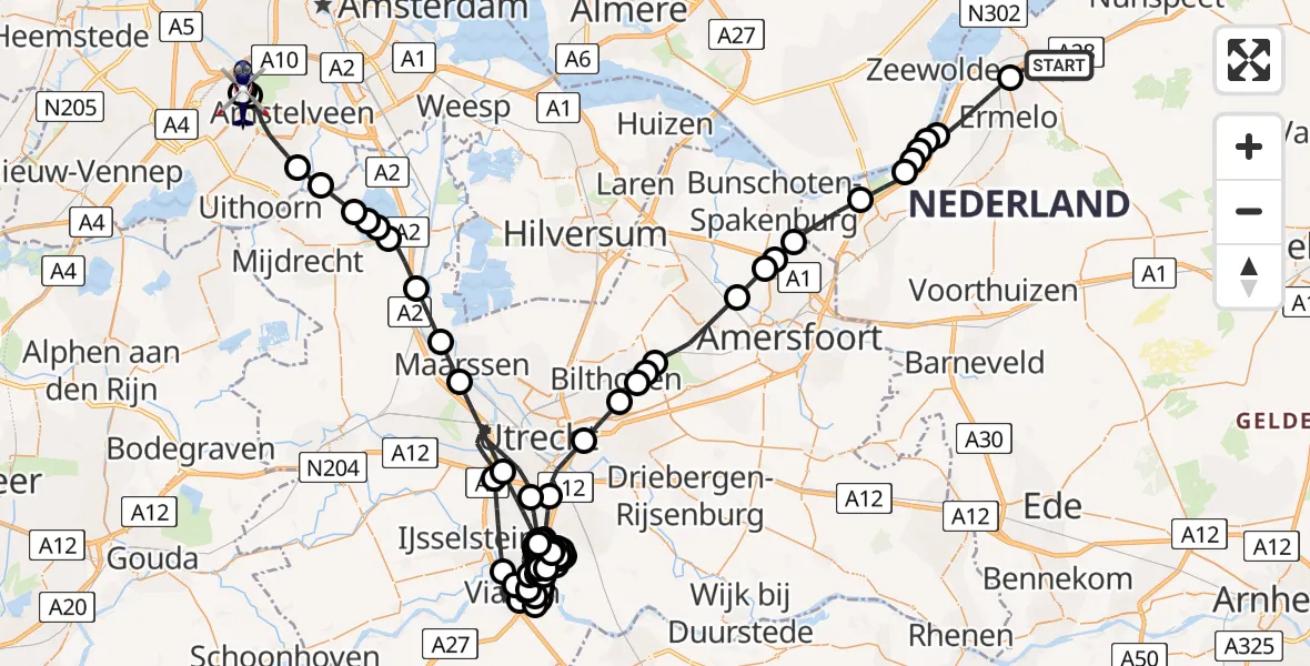 Vluchtroute Politiehelikopter Harderwijk - Amsterdam Vliegveld Schiphol, 05 juni 2026, 18:31