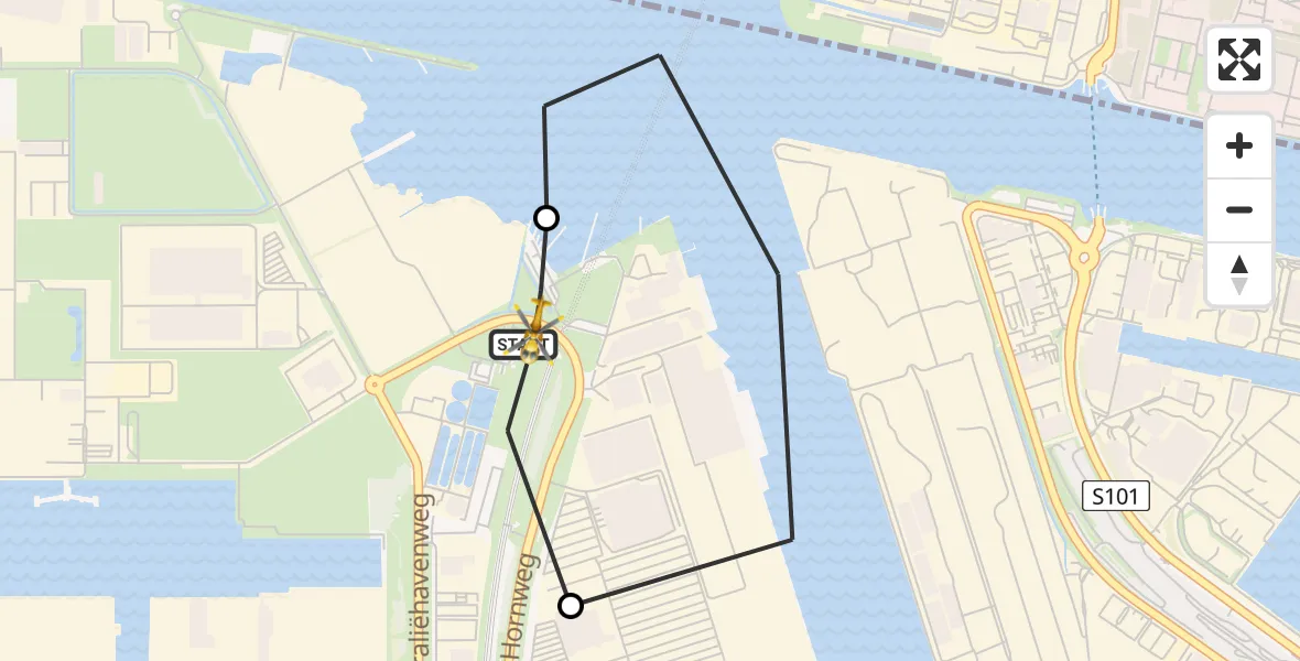Vluchtroute Traumahelikopter Amsterdam Heliport - Amsterdam Heliport, 06 juni 2026, 01:23
