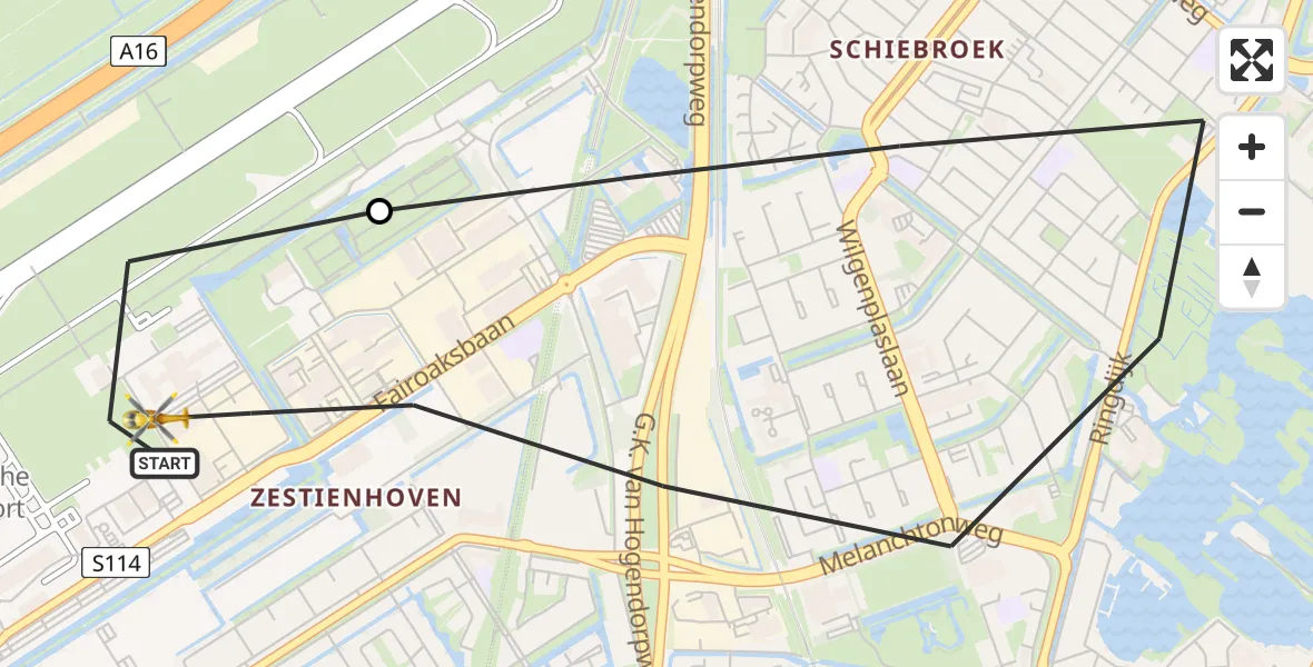 Vluchtroute Traumahelikopter Rotterdam The Hague Airport - Rotterdam, 06 juni 2026, 04:07