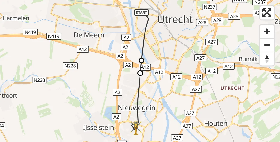 Vluchtroute Traumahelikopter Utrecht - Nieuwegein, 06 juni 2026, 04:15