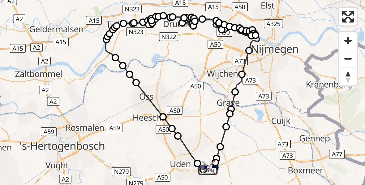 Vluchtroute Politiehelikopter Vliegbasis Volkel - Vliegbasis Volkel, 06 juni 2026, 11:08
