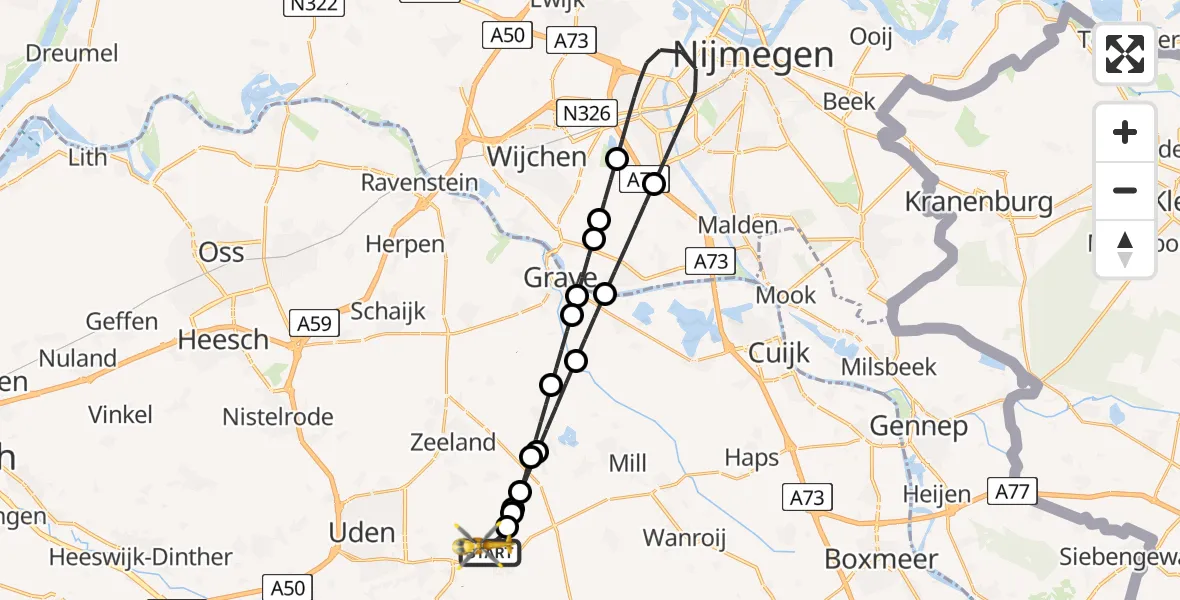 Vluchtroute Traumahelikopter Vliegbasis Volkel - Vliegbasis Volkel, 06 juni 2026, 13:34
