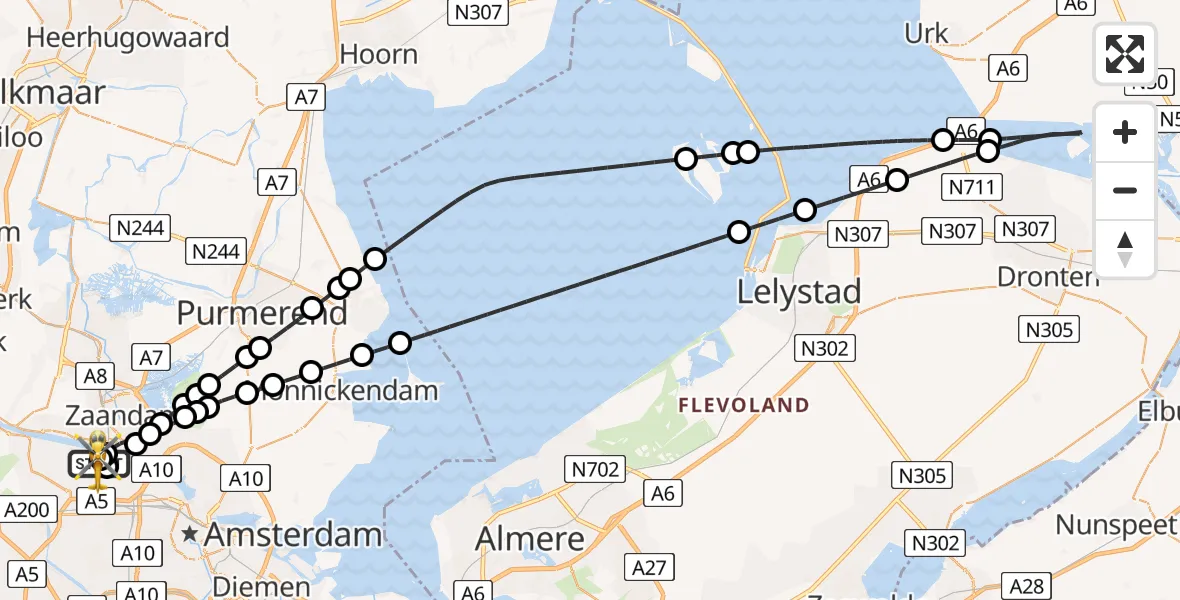 Vluchtroute Traumahelikopter Amsterdam Heliport - Amsterdam Heliport, 06 juni 2026, 14:47