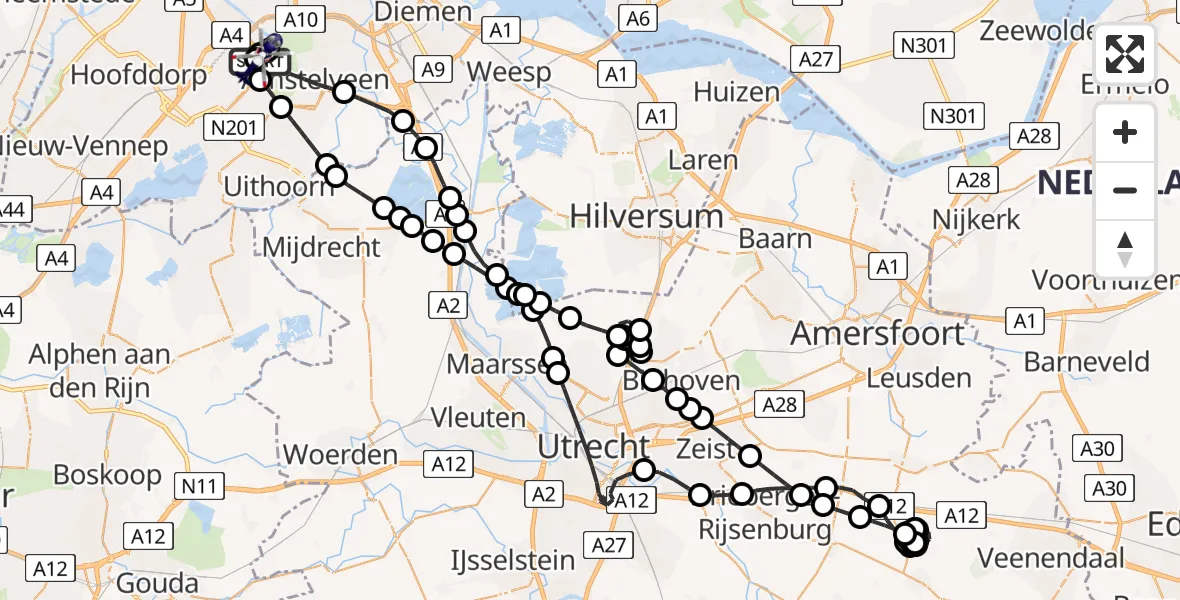 Vluchtroute Politiehelikopter Amsterdam Vliegveld Schiphol - Amsterdam Vliegveld Schiphol, 06 juni 2026, 18:30