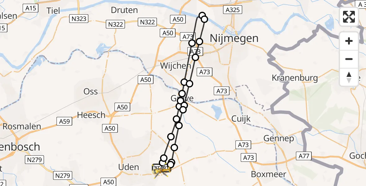 Vluchtroute Traumahelikopter Vliegbasis Volkel - Vliegbasis Volkel, 06 juni 2026, 18:52
