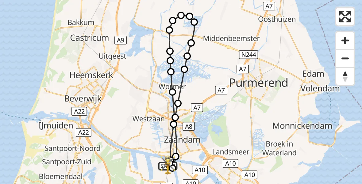 Vluchtroute Traumahelikopter Amsterdam Heliport - Amsterdam Heliport, 06 juni 2026, 21:37