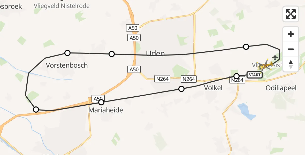 Vluchtroute Traumahelikopter Vliegbasis Volkel - Vliegbasis Volkel, 07 juni 2026, 05:44
