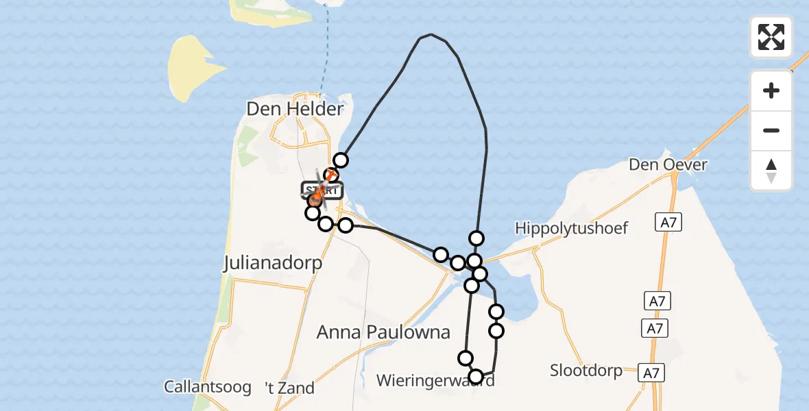 Vluchtroute Kustwachthelikopter Militair vliegveld De Kooy / Den Helder Airport - Militair vliegveld De Kooy / Den Helder Airport, 07 juni 2026, 09:36