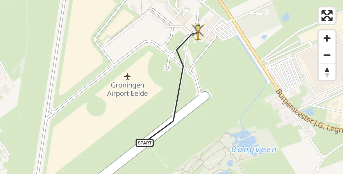 Vluchtroute Traumahelikopter Groningen Airport Eelde - Groningen Airport Eelde, 07 juni 2026, 10:14