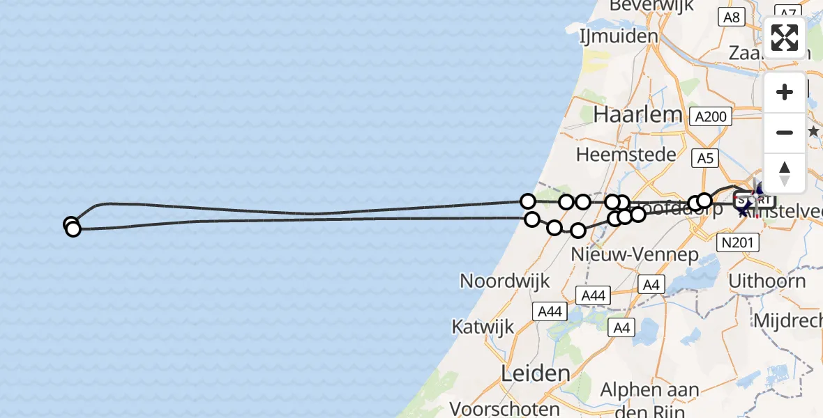 Vluchtroute Politiehelikopter Amsterdam Vliegveld Schiphol - Amsterdam Vliegveld Schiphol, 07 juni 2026, 13:17