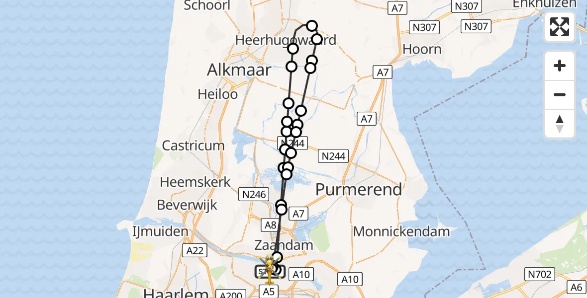 Vluchtroute Traumahelikopter Amsterdam Heliport - Amsterdam Heliport, 07 juni 2026, 18:17