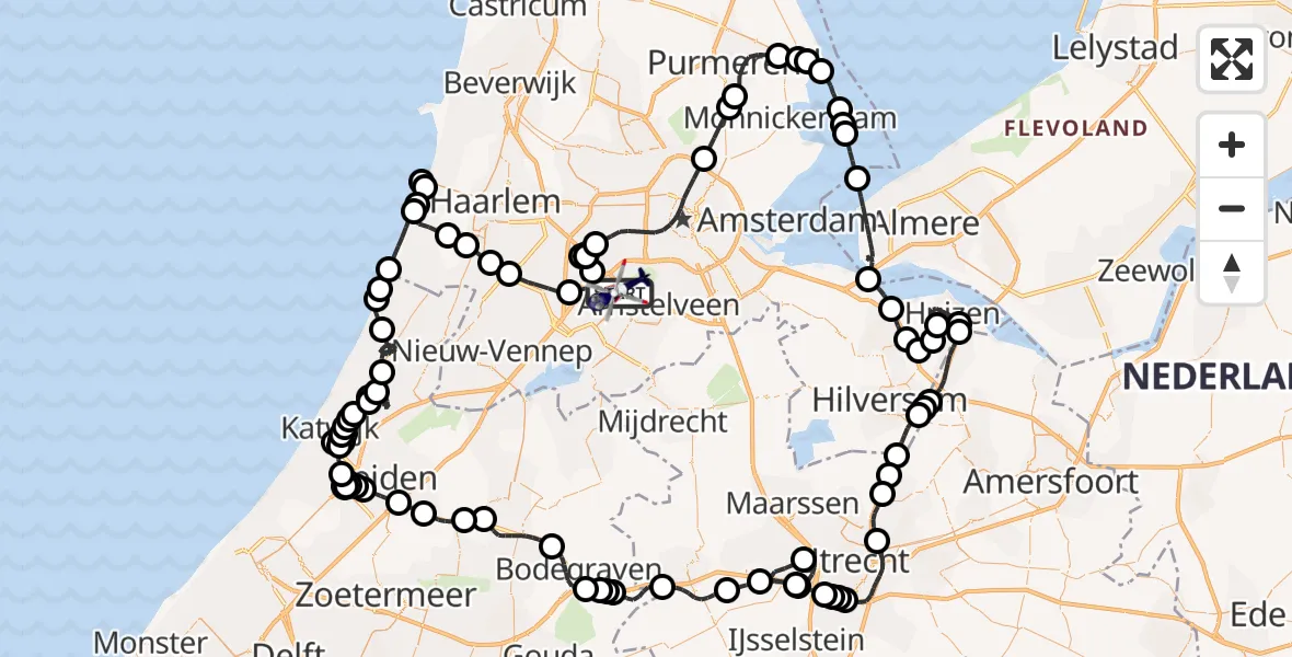 Vluchtroute Politiehelikopter Amsterdam Vliegveld Schiphol - Amsterdam Vliegveld Schiphol, 07 juni 2026, 18:35