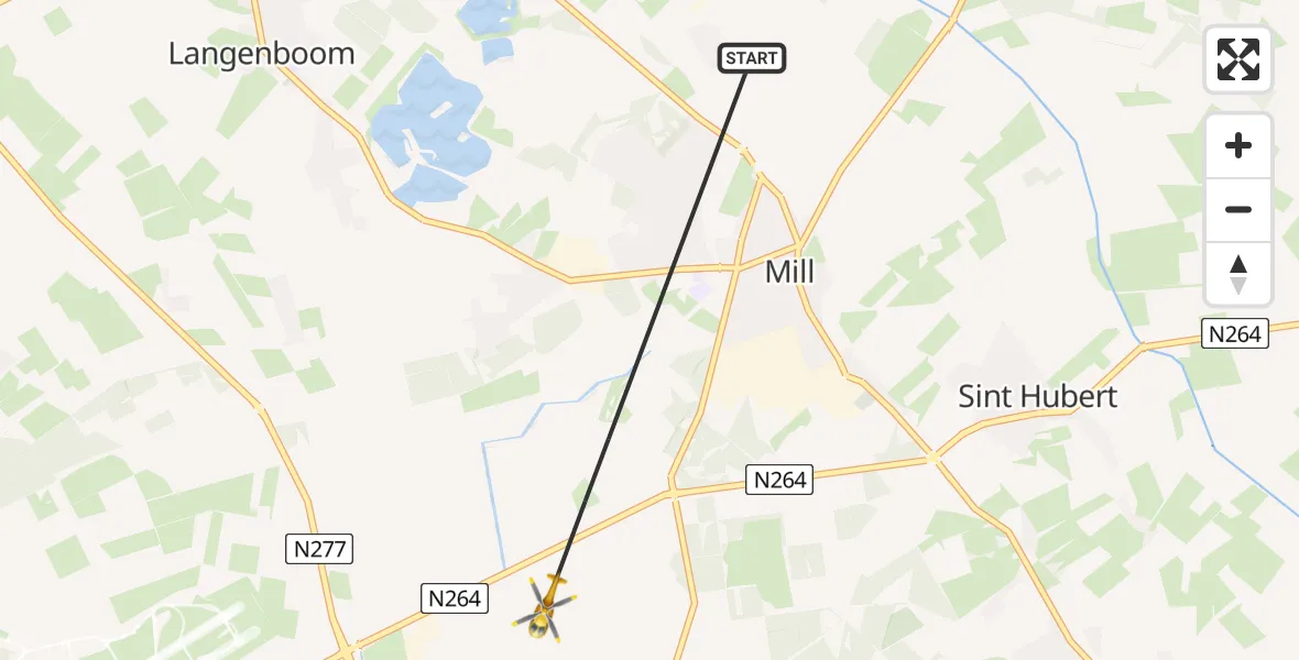 Vluchtroute Traumahelikopter Mill - Wilbertoord, 07 juni 2026, 19:25