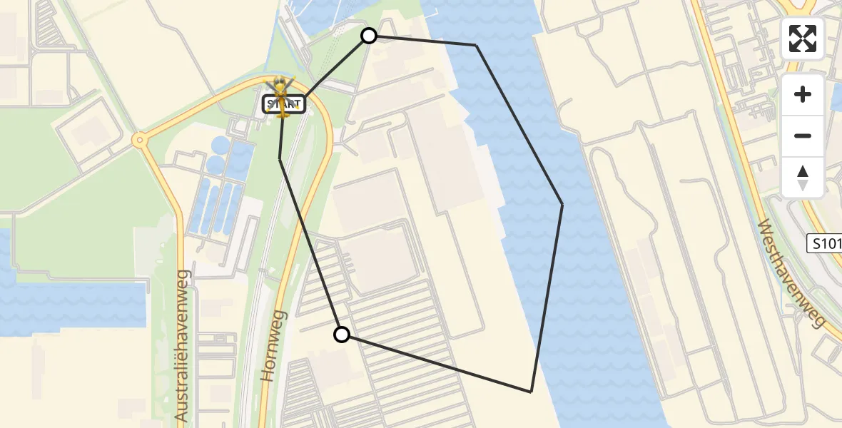 Vluchtroute Traumahelikopter Amsterdam Heliport - Amsterdam Heliport, 07 juni 2026, 19:31